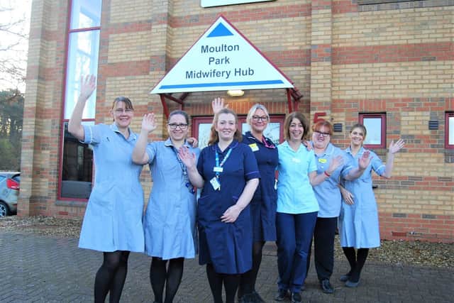 The Community Midwifery Team outside their new community hub in Moulton Park.
