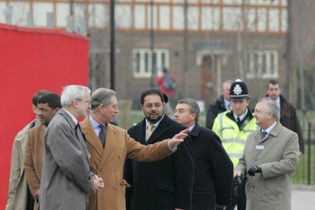 Prince Charles visiting the new development at Upton in January 2006