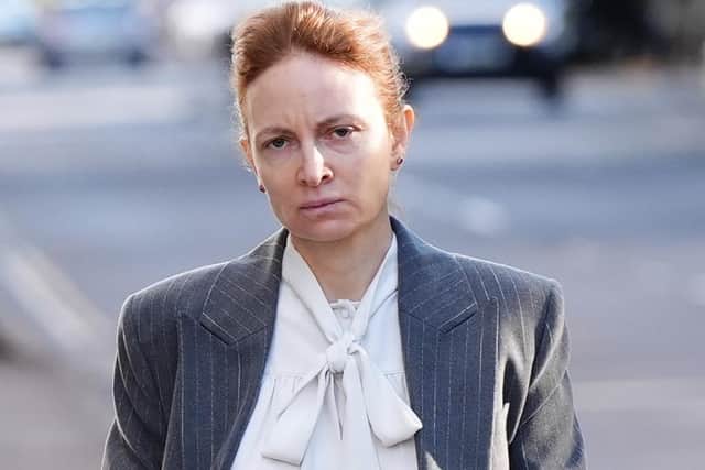 Marinela Atomei arrives for a pre-trial review hearing at Warwick Crown Court in Leamington Spa, where she denies stalking Earl Spencer by sending handwritten letters and repeatedly visiting Althorp House. Picture: Jacob King/PA Wire