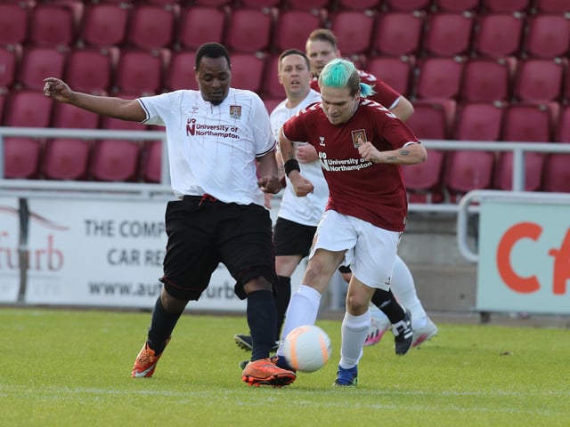 Thirty men from around the UK on the MAN V FAT Football programme were coached by Ian Holloway and George Elokobi for the evening at Northampton Town’s Sixfields Stadium on Tuesday, May 24 2022.