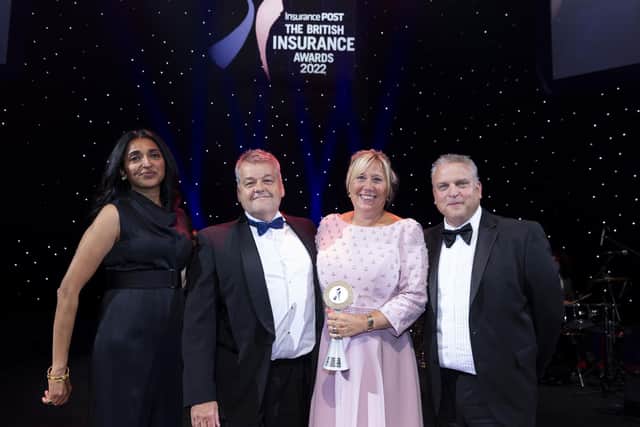 Steve and Claire Leech, who founded the company in 2005, collecting the award for Personal Broker of the Year.