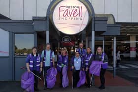 The Weston Favell Shopping centre team and Northants Litter Wombles ahead of their Litter Pick