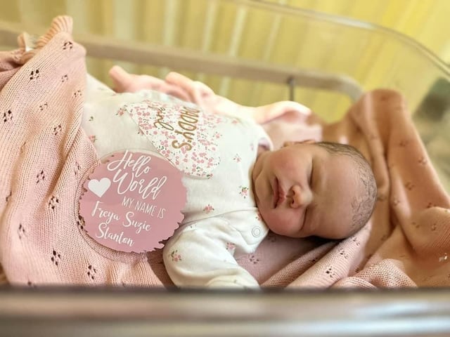 Freya Suzie born at 4.21pm on October 31 at Northampton General Hospital, weighing 7lbs 13oz.