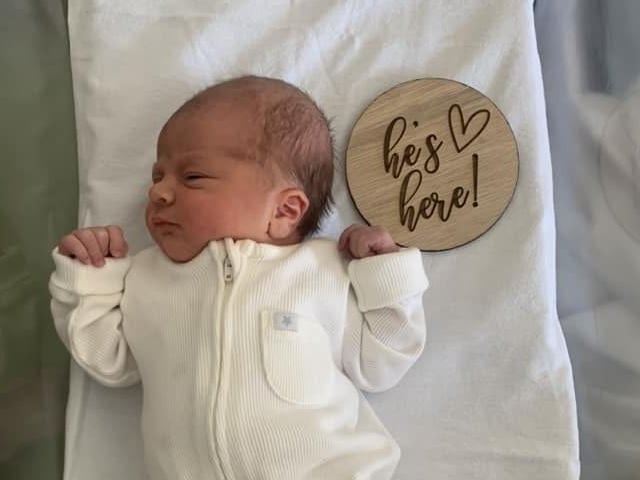 First April baby born in Northampton General Hospital - Jax born at 12.06am on April 1, weighing 6lbs 12oz.
