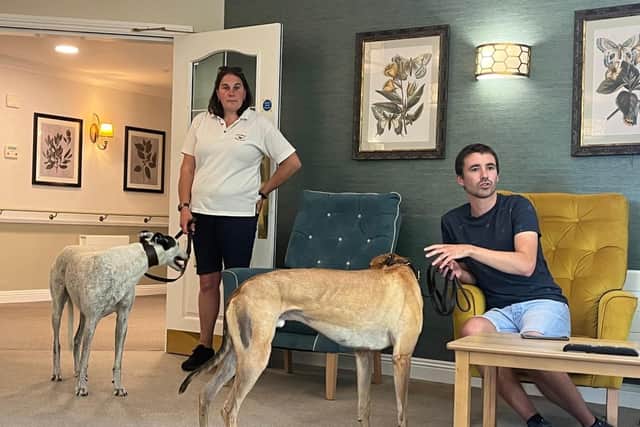 #Heather Dimmock and Shaun Reynolds with Marco and Pablo The Pup.