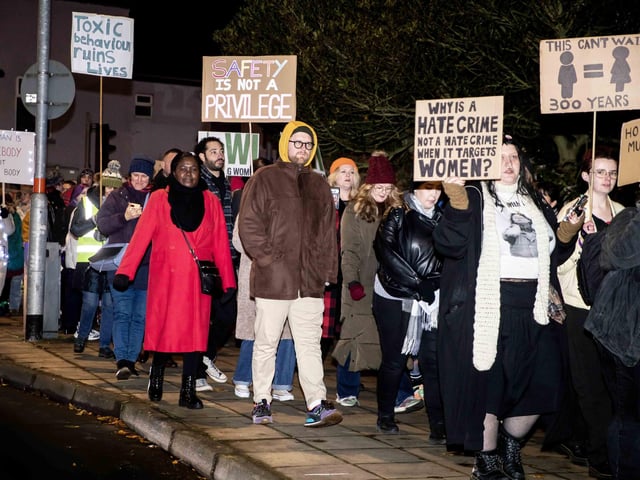 The event took place in Northampton on Friday November 2024 and saw dozens of activists march for an end to violence against women and girls.