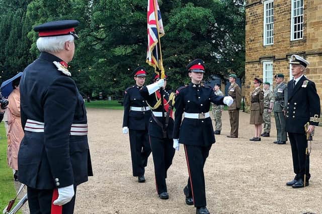 Former Lord Lieutenant David Laing representing Her Majesty The Queen at Delapre Abbey