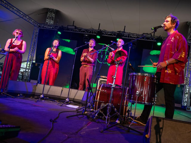 Tryani Collective on stage at the Shambala Festival on Saturday, August 23, 2025. Photo by David Jackson.