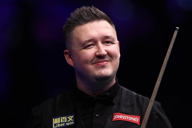 Kyren Wilson was all smiles after seeing off Si Jiahui of China in the first round of The Masters at Alexandra Palace on Tuesday