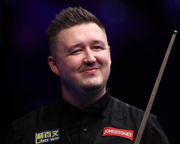 Kyren Wilson was all smiles after seeing off Si Jiahui of China in the first round of The Masters at Alexandra Palace on Tuesday