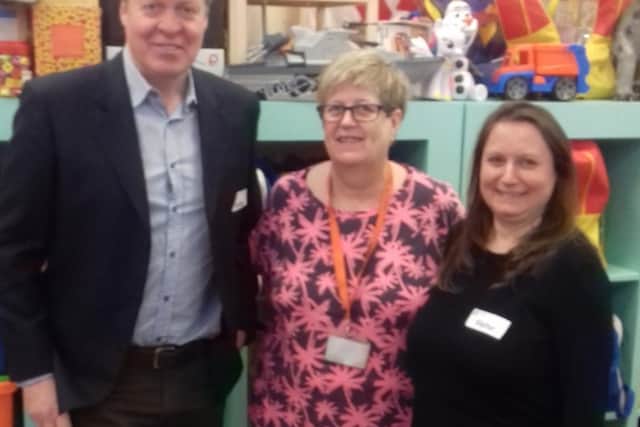 Sponsor, Earl Charles Spencer, at the Camrose Community Toy Library in 2019.