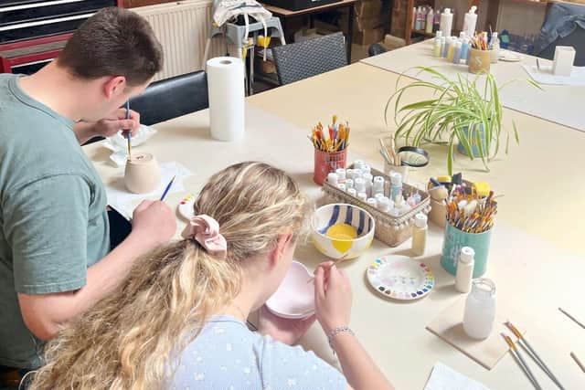 Kate Lowe launched ‘Pottery Painting at Workbridge’ in Bedford Road in July and has met lots of happy customers at the “charming” studio.