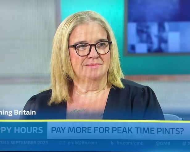 Miranda Richardson went on Good Morning Britain debating price hikes for pints during peak times