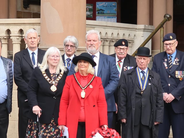 A flag raising service took place at The Guildhall, followed by service in the memorial gardens at All Saints Church, on Thursday May 8.