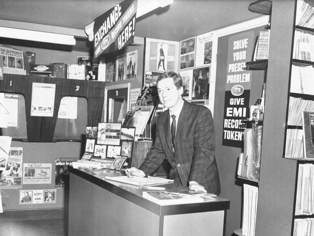 John Lever in his record shop in Gold Street, Northampton, December 14, 1966