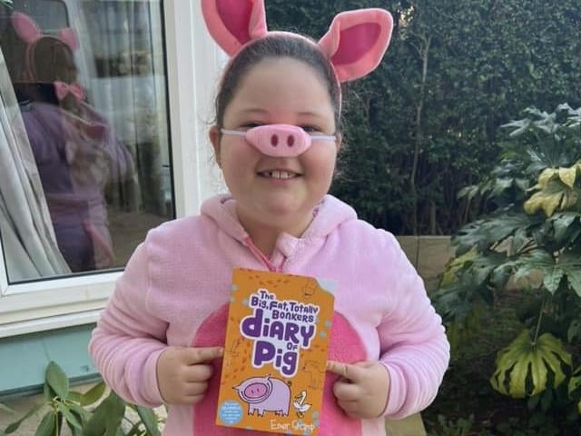 Reva, aged seven, as Pig.