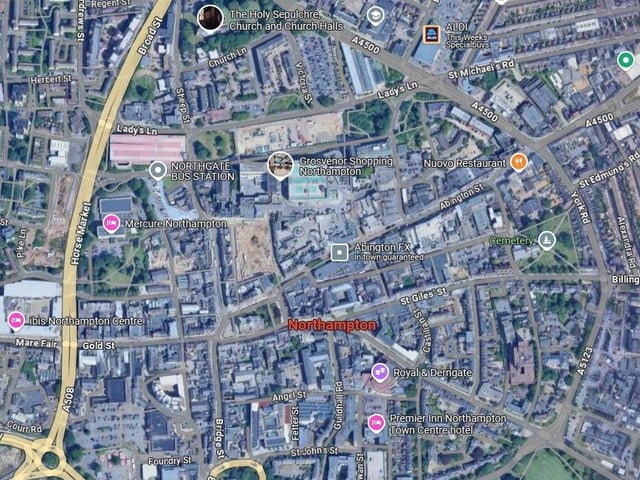 172 reports of violent and sexual crimes were made relating to Northampton town centre, which means it is top of the list.