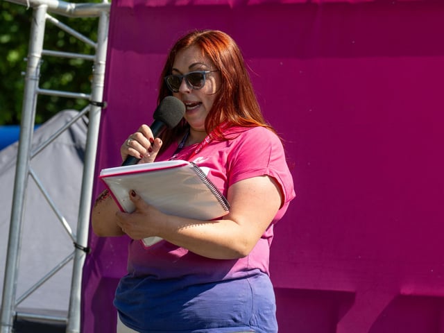 The host of the Pretty Muddy Race For Life at Abington Park in Northampton on Saturday, July, 11, 20026. Photo by David Jackson.