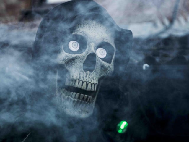 Carved pumpkins, skeletons named after staff members, a grim reaper and so much more.