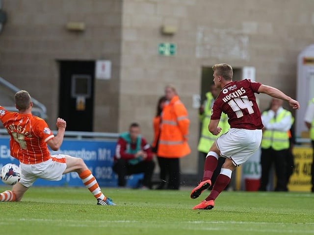 He followed that up with his first goal three days later, firing home Cobblers' third in a League Cup tie against Blackpool.