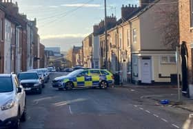 A cordon is in place in Victoria Road, Northampton.