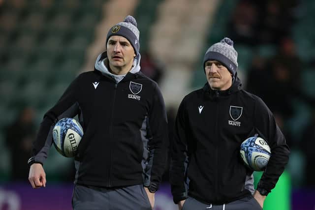 Phil Dowson and Sam Vesty (photo by David Rogers/Getty Images)