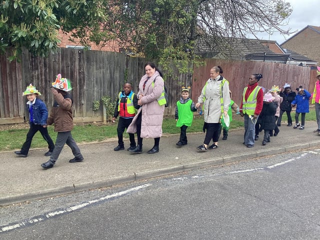 Children of St. Andrew's taking part in the Easter Bonnet Parade.