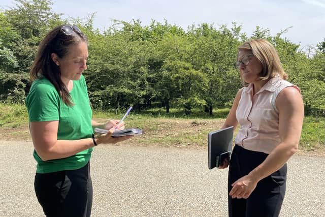Reporter Kate Cronin with Det Insp Laura Nelson at the scene of the search on Friday