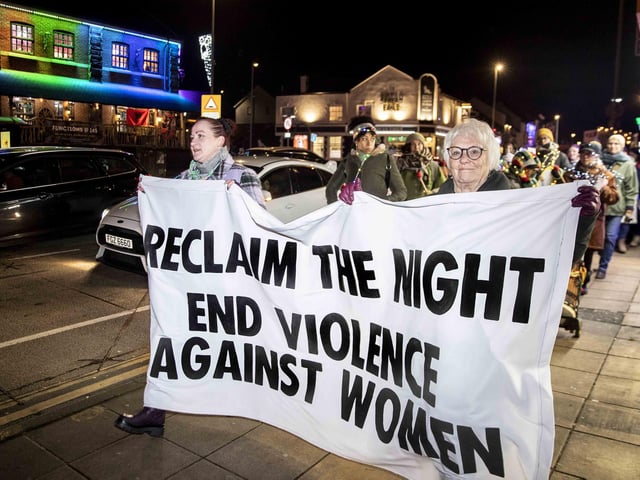 Women marched through Northampton town centre on Saturday November 25 to unite together with allies to address the global pandemic of violence against women and girls.