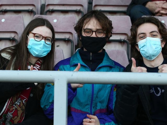 Northampton Town fans return to watch their team during the Sky Bet League One match between Northampton Town and Lincoln City at PTS Academy Stadium on December 19, 2020.