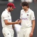 Ben Sanderson and Jack White talk tactics during Hampshire's big first innings at the Ageas Bowl