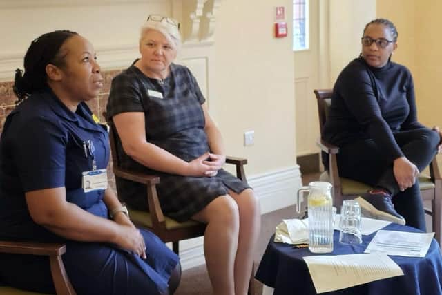 Dezeree (left) speaks about "John's Campaign"