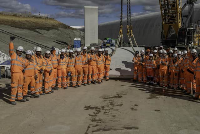 Set to stretch for one-and-a-half miles (2.5km), the ‘green tunnel’ is being built inside a cutting, with the earth put back on top afterwards