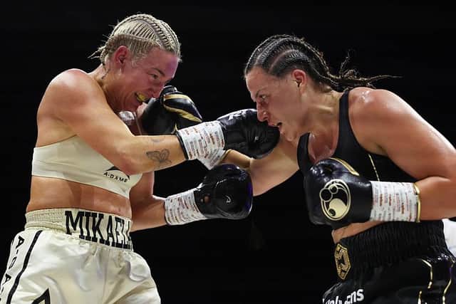 Chantelle Cameron and Mikaela Mayer exchange punches