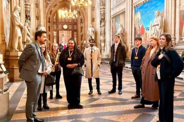 Mike Reader taking apprentices and trainees from Northampton on a tour of Parliament