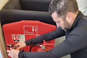 Acorn Safety Services’ Fire and Legionella Manager, Adam Midson carries out a fire risk assessment.