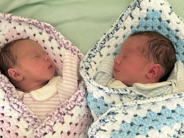 Lucia and Thiago born at 10.18pm and 10.36pm on July 29 at Northampton General Hospital, weighing 4lbs 9oz and 5lbs 6oz.