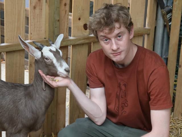 James Acaster with James Acaster the goat