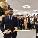 Chris Ruggiero and Joseph Valente with his son Joseph at the opening of the new TM Mastermind business at the Brightfield Business Hub