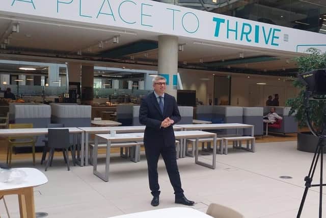 West Northants Council leader Mark Arnull in the One Angel Square offices Credit: Nadia Lincoln LDRS