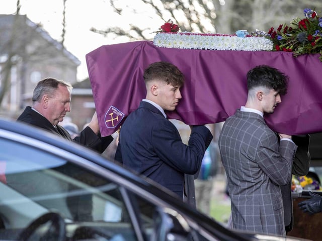 Hundreds gathered to pay their respects to the 20-year-old amateur footballer who tragically died last month