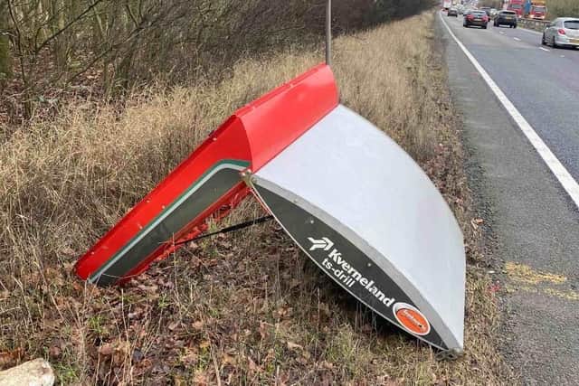 The machinery was found on the westbound verge of the A14 between junction one (for Welford) and the M6/A14/M1 junction 19 Catthorpe Interchange.