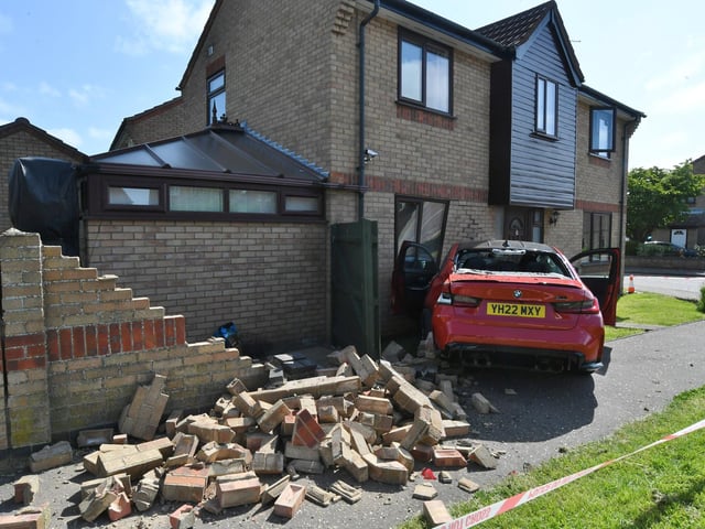 The driver was taken to hospital after the crash