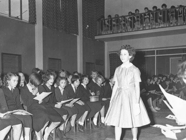 St Mary's cakes and fashion show, December 11, 1961, Grange Road, Eastfield, Northampton. demolished 2010.