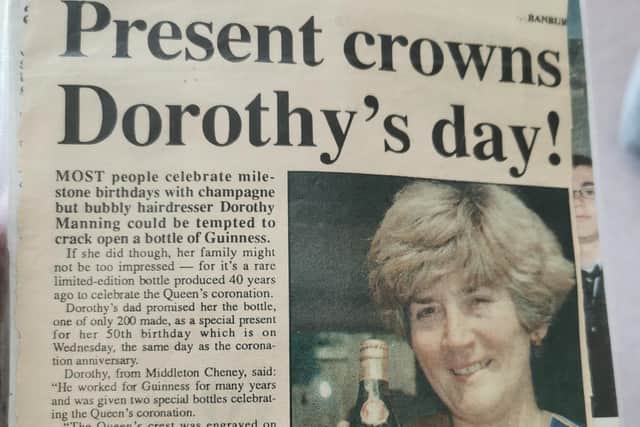 The Banbury Guardian wrote a story when Dorothy was given the bottle by her father on her 50th birthday 30 years ago