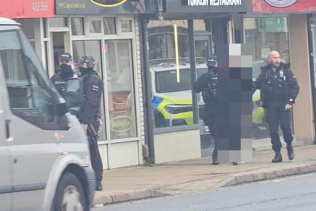 Armed police were seen at Kingsthorpe front on Monday evening (April 24).