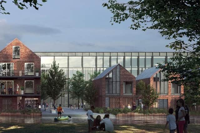 CGI illustration of the view towards the Four Waterside and Marefair development from Foot Meadow.
Taken from Four Waterside Masterplan.