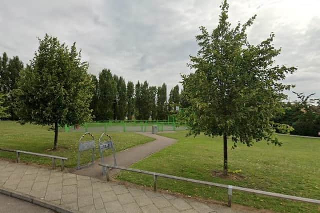 The incident happened at a basketball court in Timken Way North.