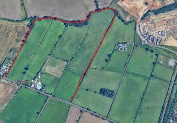 The first 100 homes are earmarked to be built within the red boundary, according to plans. With the remaining 350 spread out across the remaining fields.