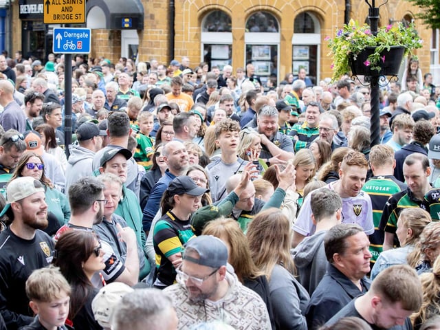 Saints players, coaches and staff celebrated with fans in Northampton town centre on Sunday (June 9) after winning the Gallagher Premiership title at Twickenham on Saturday (June 8).